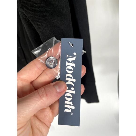 NWT Modcloth Cropped ButtonUp Cardigan Black 4X Office Corpcore Business Stretch - Picture 3 of 7